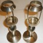 BEAUTIFUL POTTERY BARN POLISHED NICKEL FARM STYLE TEALIGHT CANDLEHOLDER SET OF 2