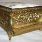 GORGEOUS VINTAGE SAN FRANCISCO MUSIC JEWELRY BOX PIANO BRASS PORCELAIN ENAMEL