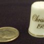 CHARMING CHRISTMAS AVON 1981 & 1982 PORCELAIN THIMBLE CHRISTMAS TREE SET OF 2