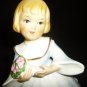 VINTAGE MUSIC BOX BISQUE PORCELAIN GIRL W/FLOWERS FIGURINE 'HAPPY BIRTHDAY'