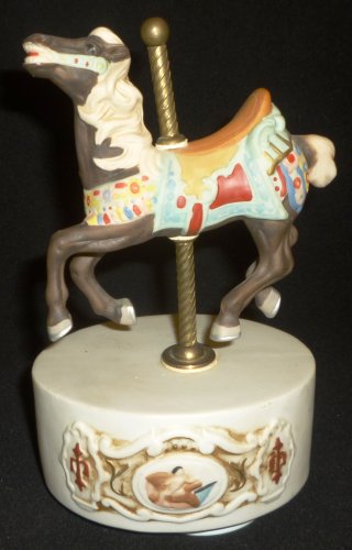 VINTAGE WILLITTS DESIGNS CAROUSEL MEMORIES PORCELAIN HORSE AMERICANA MUSIC BOX