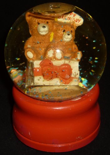 CELEBRATION BY SILVESTRI WATER GLOBE TEDDY BEARS MUSIC BOX 'HAPPY BIRTHDAY TO U'