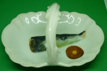 UNIQUE ANTIQUE PORCELAIN DE PARIS FRANCE HANDPAINTED SARDINE FISH SERVING DISH