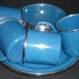 VINTAGE NOSTALGIA BLUE & WHITE SPECKLE ENAMEL 12 PCS DISH SET SERVICE FOR 4