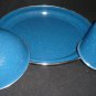 VINTAGE NOSTALGIA BLUE & WHITE SPECKLE ENAMEL 12 PCS DISH SET SERVICE FOR 4