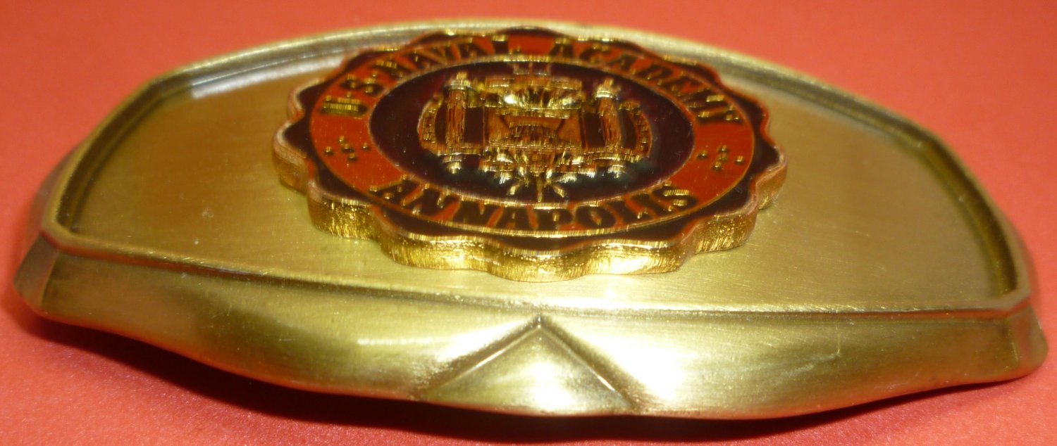 VINTAGE 1978 RAINTREE BRASS & ENAMEL BELT BUCKLE US NAVAL ACADEMY ANNAPOLIS