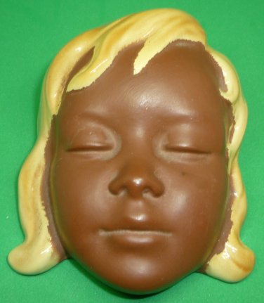 VINTAGE CORTENDORF CERAMIC GIRL FACE BLOND WEST GERMANY 34 WALL MASK PLAQUE