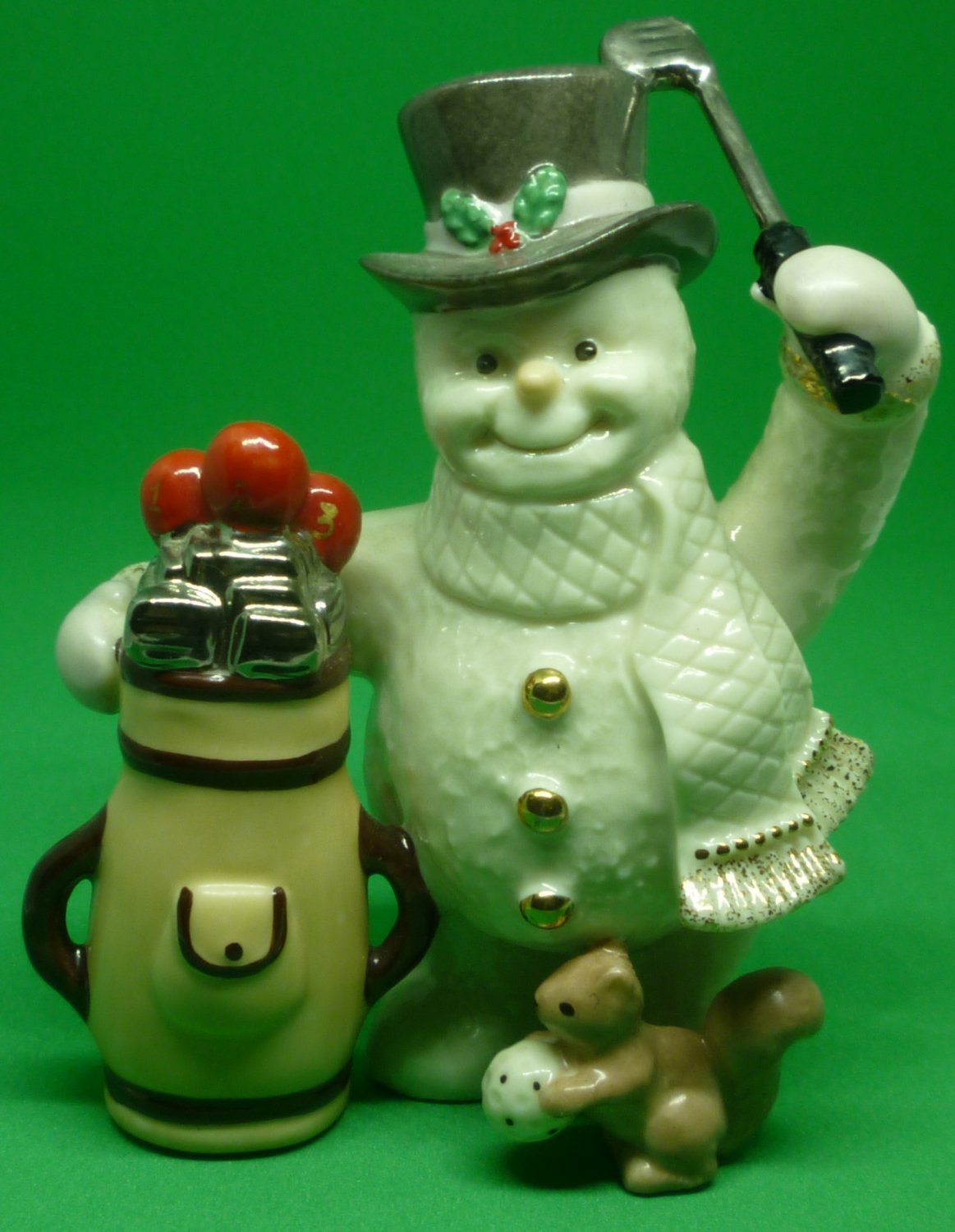 CHARMING LENOX SNOWMAN WITH GOLF BAG PORCELAIN CHRISTMAS FIGURINE