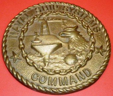 VINTAGE NAVAL SHIP SYSTEM COMMAND VERY HEAVY BRONZE ROUND WALL PLAQUE