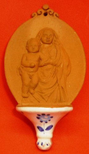 VINTAGE VAL DEMONE CERAMIC WATER FONT MOTHER & BABY CHILD WALL PLAQUE