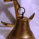 VINTAGE SOLID BRASS MARITIME NAUTICAL SHIPS BELL WITH AN ANCHOR MOUNT