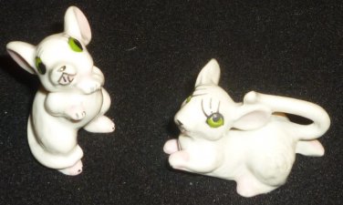 VINTAGE CHARMING PORCELAIN MINIATURE FIGURINE MOUSE SET OF 2 JAPAN