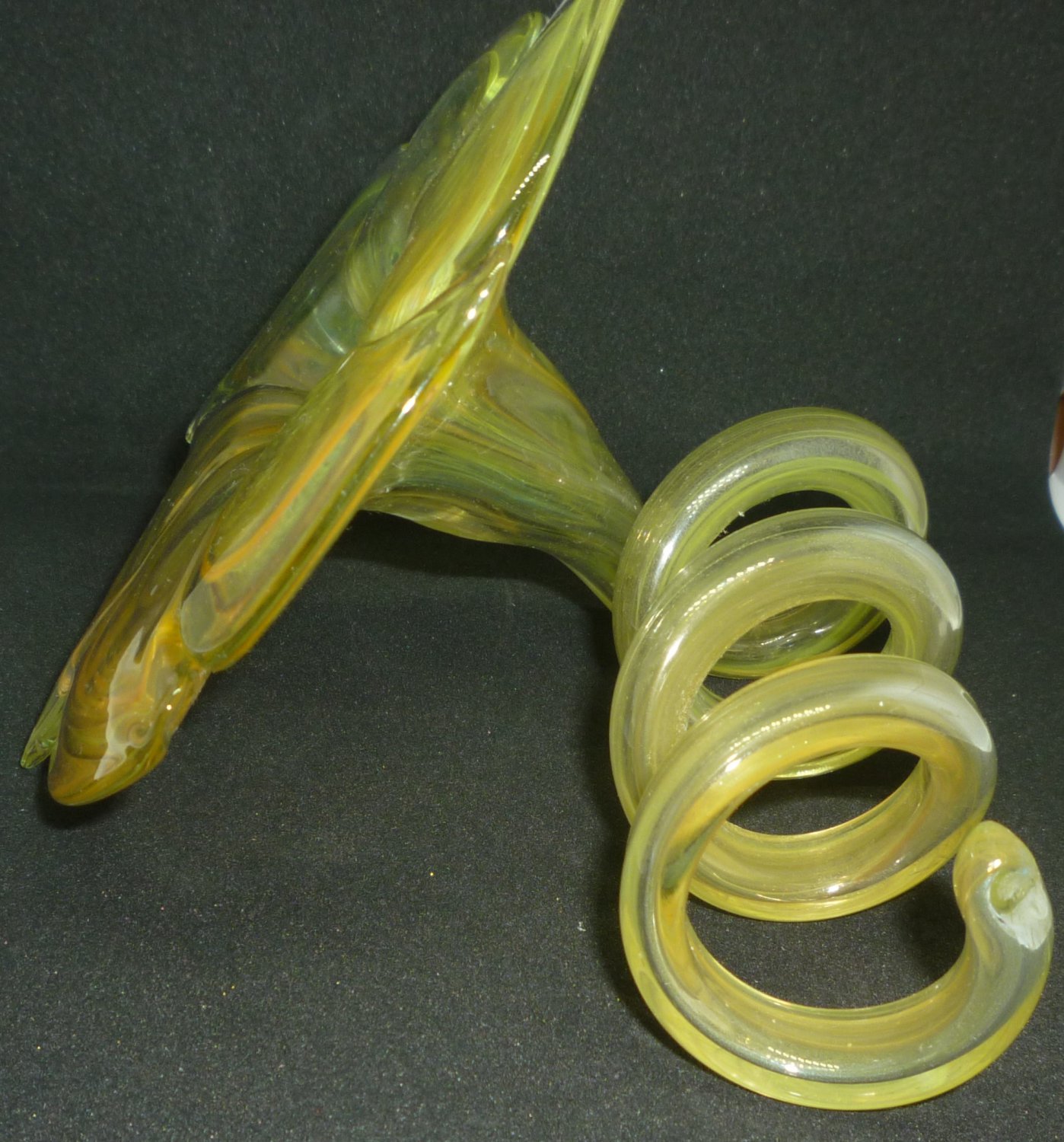 VINTAGE MURANO ART GLASS YELLOW FLOWER CANDLE HOLDER