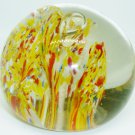 STUNNING MURANO GLASS YELLOW RED SPACKLE GLASS BALL PAPERWEIGHT