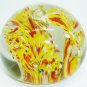 STUNNING MURANO GLASS YELLOW RED SPACKLE GLASS BALL PAPERWEIGHT
