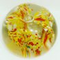STUNNING MURANO GLASS YELLOW RED SPACKLE GLASS BALL PAPERWEIGHT