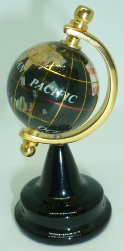 MINIATURE DOLLHOUSE ROTATING WORLD GLOBE GENUINE GEMSTONES DESKTOP DECOR
