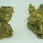 VNTGE SOLID BRASS BRONZE CHINESE FengShui WEALTH MONEY DRAGON TURTLE 2 FIGURINES