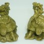 VNTGE SOLID BRASS BRONZE CHINESE FengShui WEALTH MONEY DRAGON TURTLE 2 FIGURINES