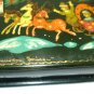 VINTAGE RUSSIAN WOODEN LACQUER MINIATURE ART HINGED TRINKET BOX PALEKH TROIKA