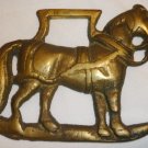 VINTAGE SOLID BRASS HORSE SADDLE HARNESS BRASS MEDALLION STABLE HORSE