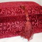 EMBOSSED BURGUNDY VELVET UPHOLSTERED TRINKET JEWELRY BOX