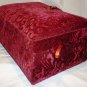 EMBOSSED BURGUNDY VELVET UPHOLSTERED TRINKET JEWELRY BOX