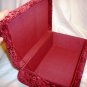 EMBOSSED BURGUNDY VELVET UPHOLSTERED TRINKET JEWELRY BOX