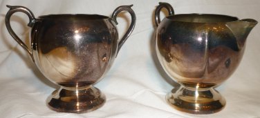 VINTAGE ANTIQUE EPS SILVERPLATE PEDESTAL CREAMER & SUGAR BOWL SET