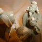 VINTAGE CHINESE ORIENTAL CLAY MUD MEN MINIATURE FIGURINE