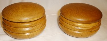 VINTAGE SOLID WOOD CARVED TRINKET RING BOX SET OF 2 MADE IN LATVIA