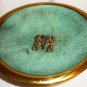 ANTIQUE RABBAN VERDIGRIS BRASS GREEN ENAMEL STEMMED PEDESTAL BOWL DISH ISRAEL