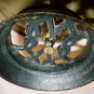 ANTIQUE RABBAN VERDIGRIS BRASS GREEN ENAMEL STEMMED PEDESTAL BOWL DISH ISRAEL
