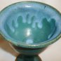 STUDIO ART POTTERY PEDESTAL STEMMED GOBLET CANDLE HOLDER BLUE