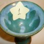 STUDIO ART POTTERY PEDESTAL STEMMED GOBLET CANDLE HOLDER BLUE