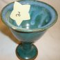 STUDIO ART POTTERY PEDESTAL STEMMED GOBLET CANDLE HOLDER BLUE chipped