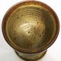 STUDIO ART POTTERY PEDESTAL STEMMED GOBLET CANDLE HOLDER BROWN EARTHWARE