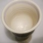 STUDIO ART POTTERY PEDESTAL STEMMED GOBLET CANDLE HOLDER BEIGE FLOWERS
