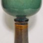 STUDIO ART POTTERY PEDESTAL STEMMED GOBLET CANDLE HOLDER MULTICOLOR GREEN BROWN