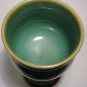 STUDIO ART POTTERY PEDESTAL STEMMED GOBLET CANDLE HOLDER MULTICOLOR GREEN BROWN