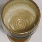 STUDIO ART POTTERY PEDESTAL STEMMED GOBLET CANDLE HOLDER BLUE BROWN SWIRL