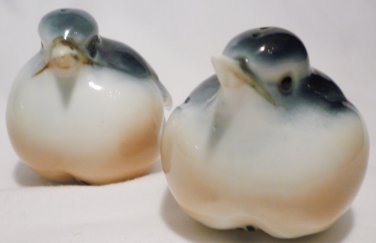 VINTAGE PORCELAIN BLUE JAY ROBIN SALT & PEPPER SHAKER SET