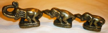 ANTIQUE SOLID BRASS BRONZE FENG SHUI ELEPHANT SET OF 3