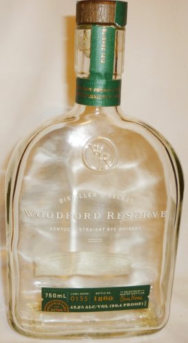 COLLECTIBLE EMPTY BOTTLE WOODFORD RESERVE KENTUCKY STRAIGHT RYE WHISKEY BOTTLE