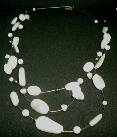RARE BEAUTIFUL WHITE PEARL MOONSTONE MULTI STRAND BEADED NECKLACE