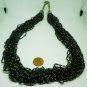 VINTAGE MULTI STRANDED BLACK BUGLE SEED BEADS EVENING WEAR NECKLACE