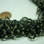 VINTAGE MULTI STRANDED BLACK BUGLE SEED BEADS EVENING WEAR NECKLACE