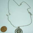 BEAUTIFUL VIRGIN MARY CHRISTIANITY DOUBLE SIDED COIN PENDANT & 18 kgp NECKLACE
