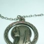 BEAUTIFUL VIRGIN MARY CHRISTIANITY DOUBLE SIDED COIN PENDANT & 18 kgp NECKLACE