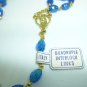 CHRISTIANITY ROSARY BLUE BEADS FINE CRUCIFIX & VIRGIN MARY NECKLACE PENDANT